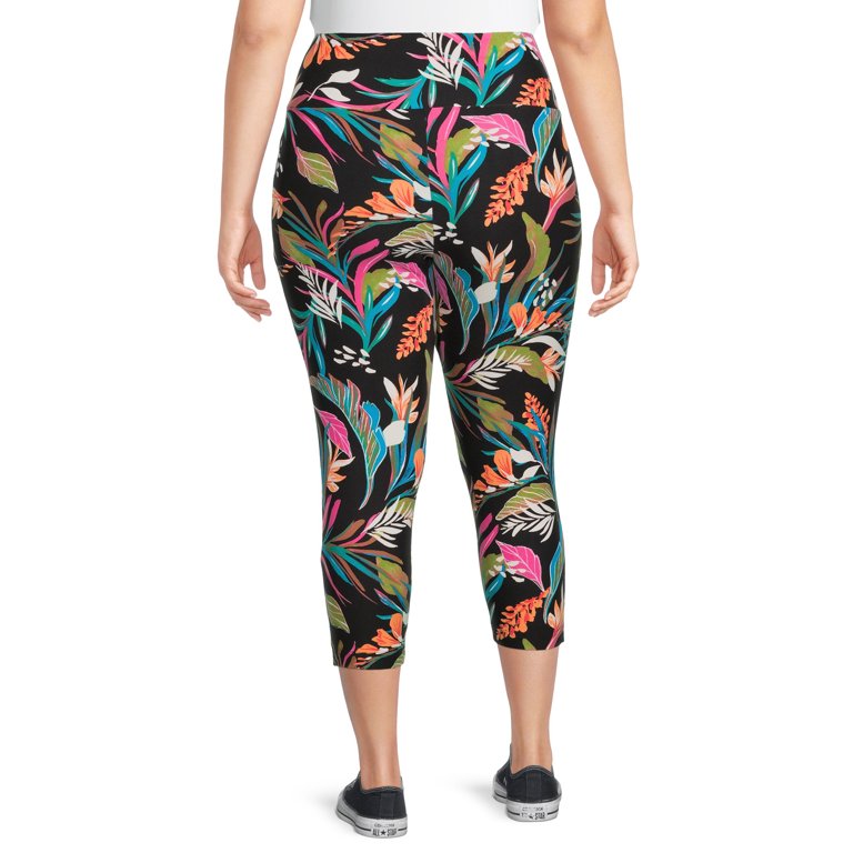 Terra & Sky Women's Plus Size Printed Capri Leggings 