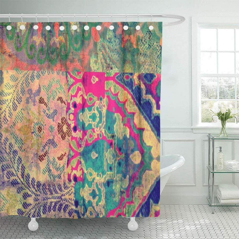 SUTTOM Boho Bohemian Gypsy Ethnic Patchwork Abstract Shower Curtain