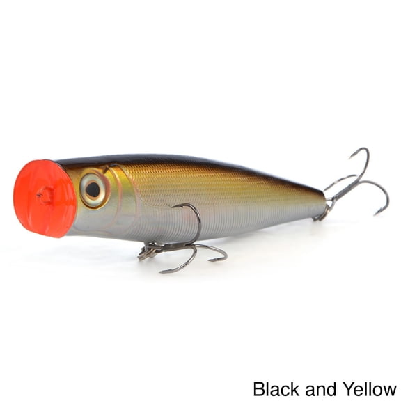 cabo big poppas popper fishing bait, black/yellow