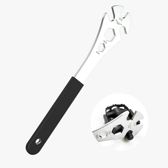 Professional Bike Pedal Wrench, Cr-V Steel Ni-Cr Plating Super Hard Bicycle Pedal Removal Tool, 13in/33cm Extra Long Handle Bicycle Pedal Wrench with Rubber Grip for Road Mountain Bikes