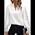 thumbnail image 1 of Blusa Elegante de Encaje con Cuello en V para Mujer, Larga, con Ojales, Estilo Floral para Fiestas. XXL, 1 of 6