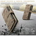 thumbnail image 3 of Wallet Case for Samsung Galaxy A14 5G, Premium Handmade PU Leather Phone Case Card Slots Magnetic Closure Zipper Pocket Kickstand Flip Case with Hand Strap - Vintage Brown, 3 of 16