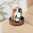 thumbnail image 2 of Anillos con incrustaciones de grano de madera de acero inoxidable para hombre, anillo de compromiso ancho creativo Retro de 8mm, joyería para novio, accesorios de regalos, 2 of 2