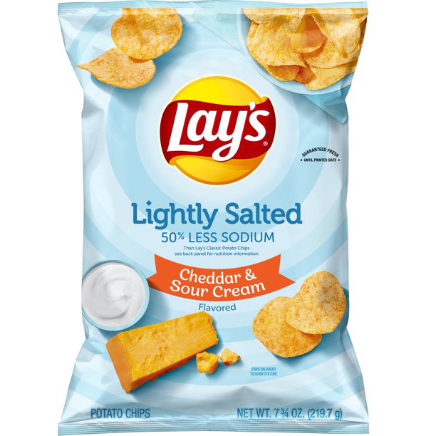 Lay's Potato Chips, Lightly Salted Cheddar & Sour Cream Flavor, 7.75 oz