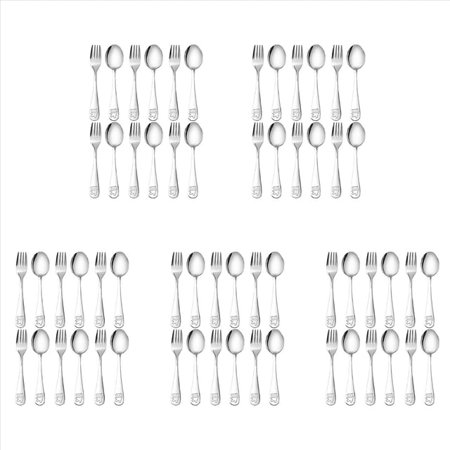 60 Piezas Cubiertos para Niños Cubiertos para Niños de Acero Inoxidable Juego de Cuchara Y Tenedor para Niños Utensilios para Niños Pequeños