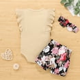 thumbnail image 6 of Dooleck Baby Girl Clothes Infant Ribbed Ruffle Bodysuit Floral Shorts Outfit Set, 6 of 8
