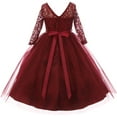 thumbnail image 2 of Little Girl Stunning Lace Tulle Rhinestones Holiday Party Flower Girl Dress Navy 2 MBK 372 BNY Corner, 2 of 3