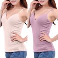 thumbnail image 4 of Fanxing 2 Pcs Women's Camisole Tops Undershirts Pack 2 Spaghetti Strap V Neck Tank Top Purple,S, 4 of 6