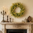 thumbnail image 1 of 2026 Spring Kids Breath Camellia Wreath 17.71In Delicate Visual Appearance Dry Environment Storage All Season Display Feature Ornament for Home Garden Gate Front Door Mantel Festival Decor, 1 of 6