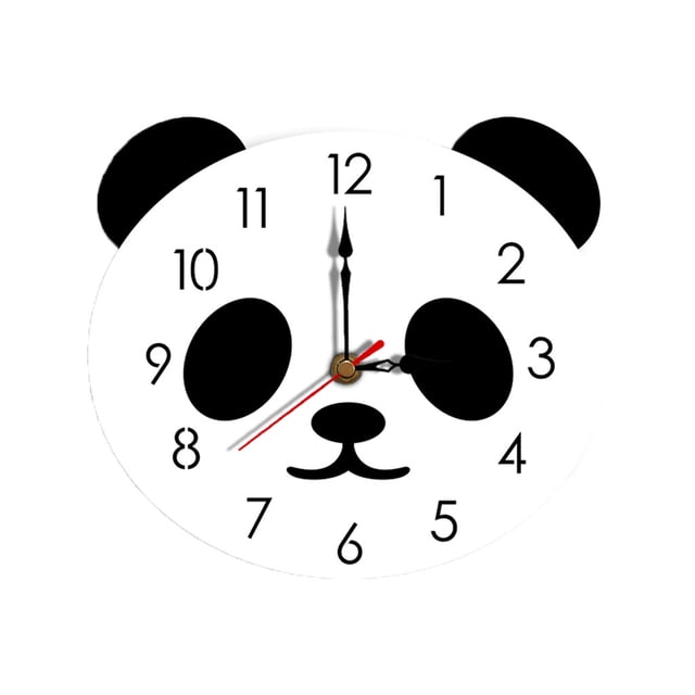 Creative Cartoon Panda Wall Clock Silence Acrylic Kids Childs Rooms Decor Cute