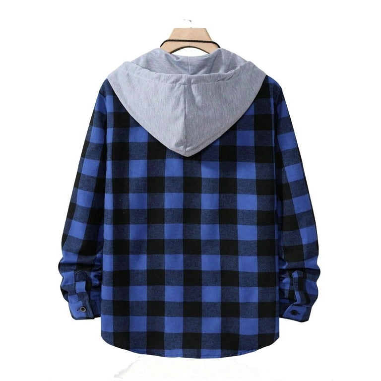 Gingham hooded shirt clearance