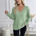 thumbnail image 2 of Chandails Légers pour Femmes, Chandails Légers à Col en V Tricotés Unis à la Mode, 2 of 8