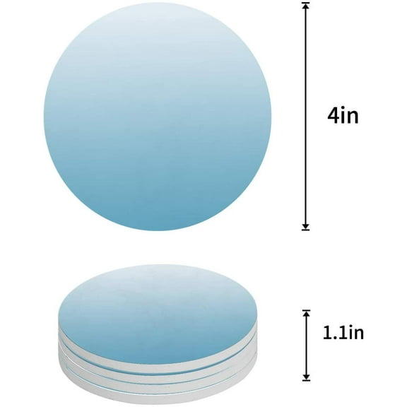 FMSHPON Ombre Blue Set of 6 Round Coaster for Drinks, Absorbent Ceramic Stone Coasters Cup Mat with Cork Base for Home Kitchen Room Coffee Table Bar Decor