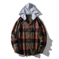 thumbnail image 2 of TMOYZQ Mens Flannel Hoodie Drawstring Hooded Plaid Shirts Long Sleeve Casual Button Down Shirts Lightweight Flannel Shirt Jackets, 2 of 9