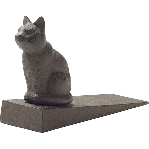 Comfify Cat Shaped Doorstop Cast Iron Heavy Duty Door Stop with Felt Bottom for Floor Protection Brown