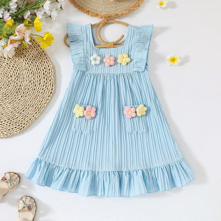 Gubotare Girls Spring Dresses Toddler Baby Girl Outfits Embroidery Striped  Dress Princess Vintage Dresses Spring Summer Clothes (Light Blue,Size 3-4  Years) - Walmart.com
