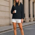 thumbnail image 7 of MexChoioe Womens Windbreaker Jacket Hooded Stand Collar Zip Up 3/4 Sleeve Cropped Fall Outer Coat with Pockets, 7 of 7