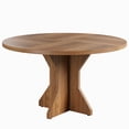 thumbnail image 4 of Round Dining Table for 4-6 People, 120cm Dining Room Table with Wooden Pedestal Base, Dinner Tables, Circle Kitchen Tables for Dining Room, Kitchen, Living Room (Table Only), 4 of 7