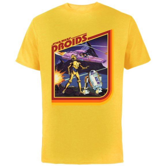 Star Wars Droids: The Adventures of R2-D2 and C-3PO Retro - Short Sleeve Cotton T-Shirt for Adults - Customized-Yellow