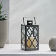 thumbnail image 3 of Llinc Store 14"H Modern Lantern Stainless Steel & Tempered Glass Hexagonal Structure Outdoor Lantern, Black, 3 of 9