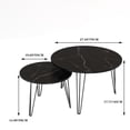 thumbnail image 5 of Yoneston 27.56" Round Nesting Coffee Table Set of 2, Wooden Tabletop End Table with Sturdy Metal Legs for Living Room Bedroom, Black, 5 of 12