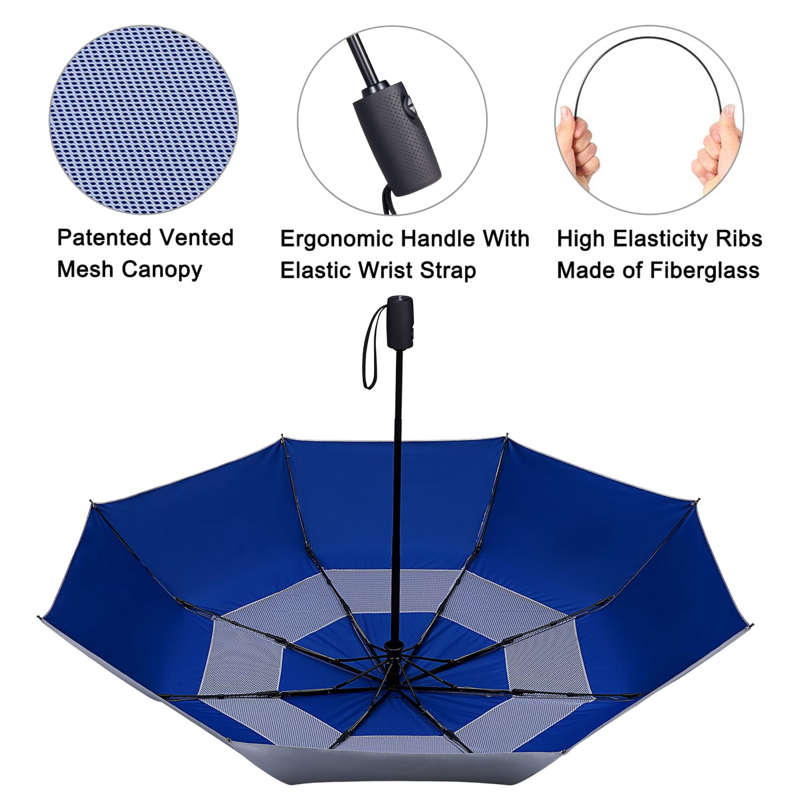 G4Free UPF 50+ UV Protection Travel Umbrella 42/46 Inch Windproof Silver Coating Sun Blocking Umbrella