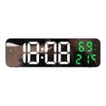 thumbnail image 1 of Reloj despertador con pantalla LED grande y medidor de temperatura, montado en la pared, digital, ajustable. Verde, 1 of 9