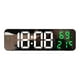 thumbnail image 1 of Reloj despertador con pantalla LED grande y medidor de temperatura, montado en la pared, digital, ajustable. Verde, 1 of 9