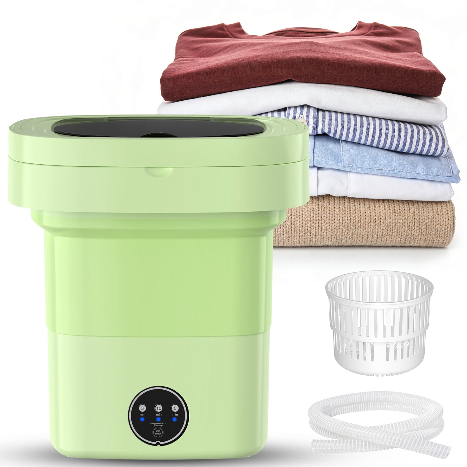 Earnlytozv Foldable Mini Washing Machine, 2-in-1 Washer Dryer, 3 Modes, Portable for Dorms & RVs