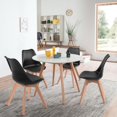 thumbnail image 2 of Homylin Upholstered Dining Chairs Set of 4, PU Shell Chair Accent Side Chair for Living Room Bedroom Kitchen, Oak Solid Wood Legs, Black, 2 of 8