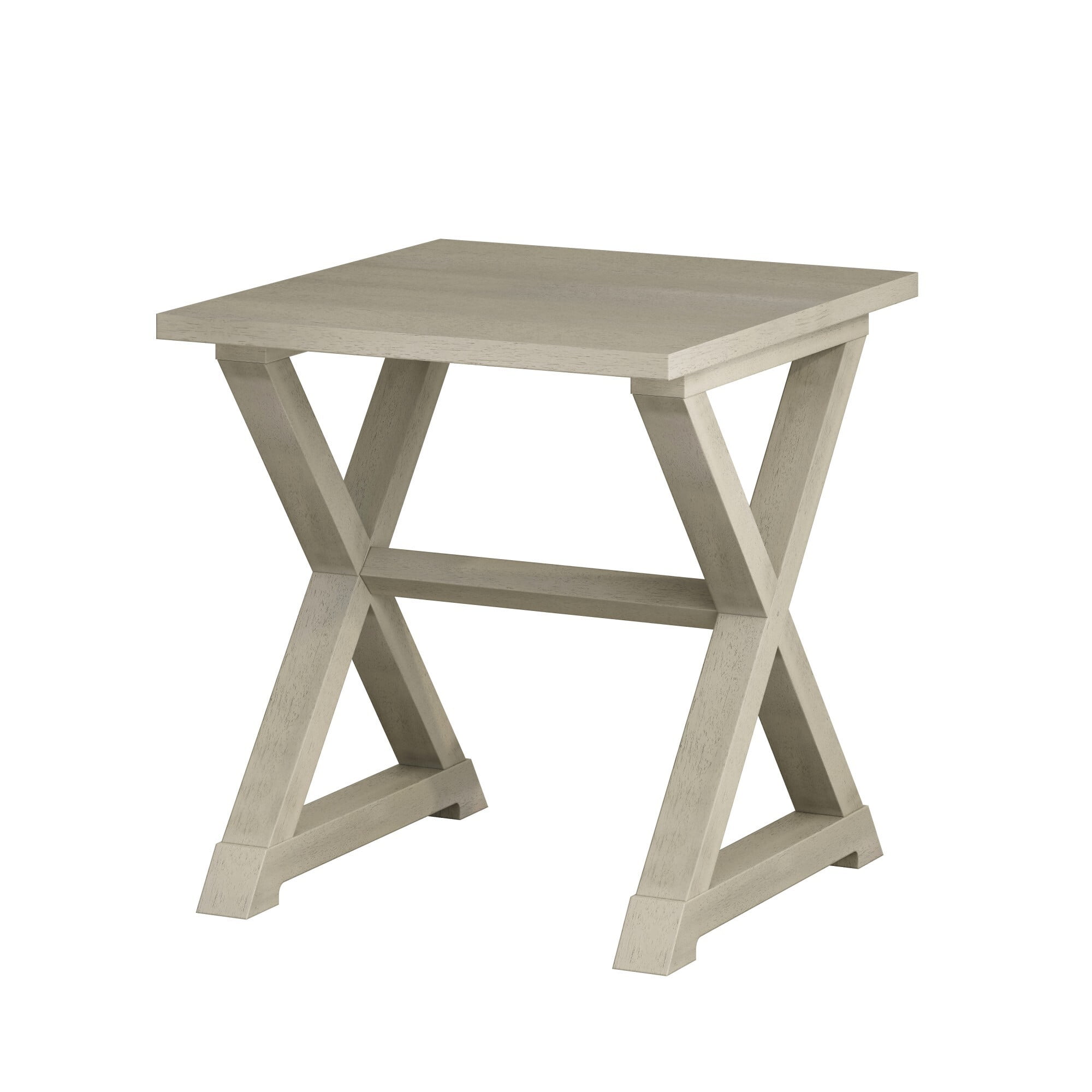 AENKYO Vintage End Table - Farmhouse Side Table with X-Shape Base & Large Top for Bedroom & Living Room, Antique Gray