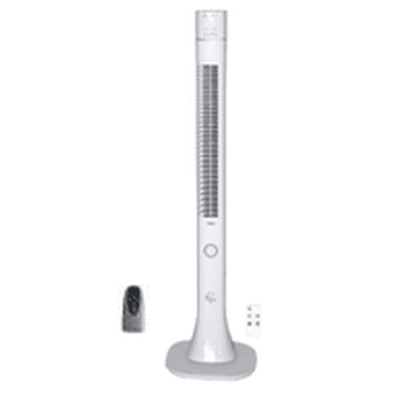 48" Pedestal Tower Fan with Remote & LED, Bluetooth, White