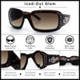 thumbnail image 3 of SA106 Womens Oversized Rectangle Sunglasses Rhinestone Treble Clef Music Motif Arms Tortoise Frame - Gradient Brown Lens, 3 of 6
