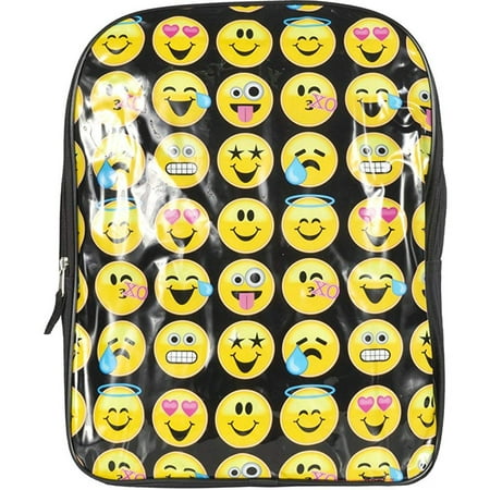 Emoji Zipper Closure 16" Backpack, Kids Nylon Book Bag, for Boys & Girls, Black