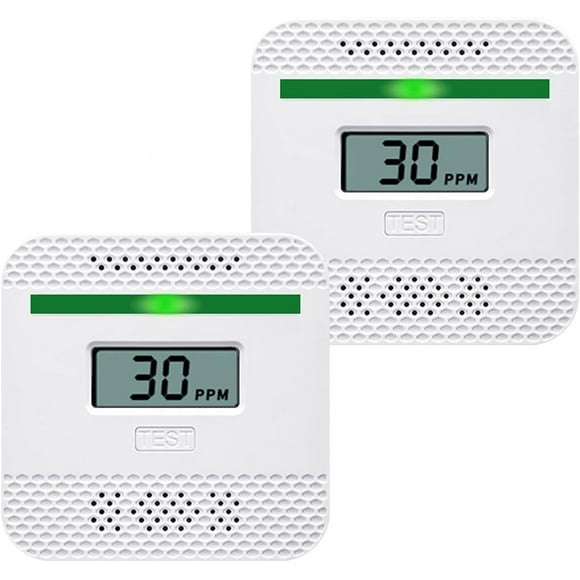 Carbon Monoxide Detector 2 Pack,Battery Operated CO Alarm with LCD Digital Display and Sound Warning,Portable Travel CO Alarm for House and Car (2AAA Batteries NOT Included)