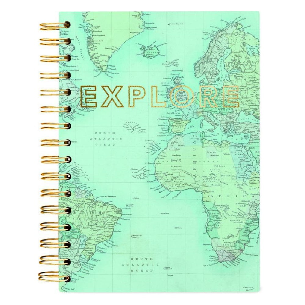 GRAPHIQUE DE FRANCE Wanderlust Explore Hard Bound Journal in Turquoise with  Map Design 