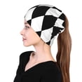 thumbnail image 2 of Harlequin Pattern Black And White Beanie Skull Cap Lightweight Hip Hop Dwarf Hat Beanie Hat For Women Men, 2 of 7