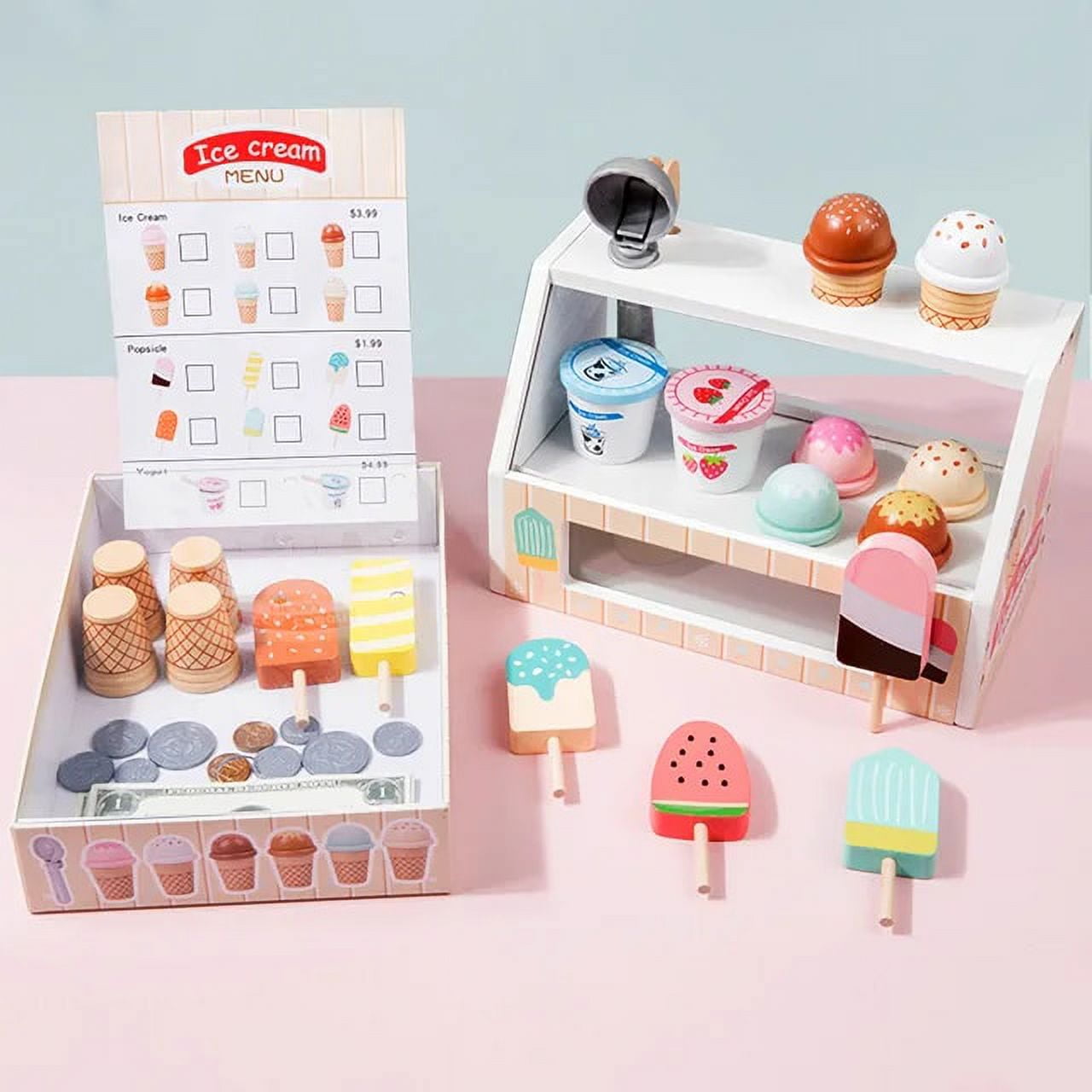 Nouveau Maison de Simulation en Bois pour Enfants Glace Creme Glacee Magasin Kiosque Jeux de Role Enfants Jouets Educatifs Cadeau d Anniversaire Walmart