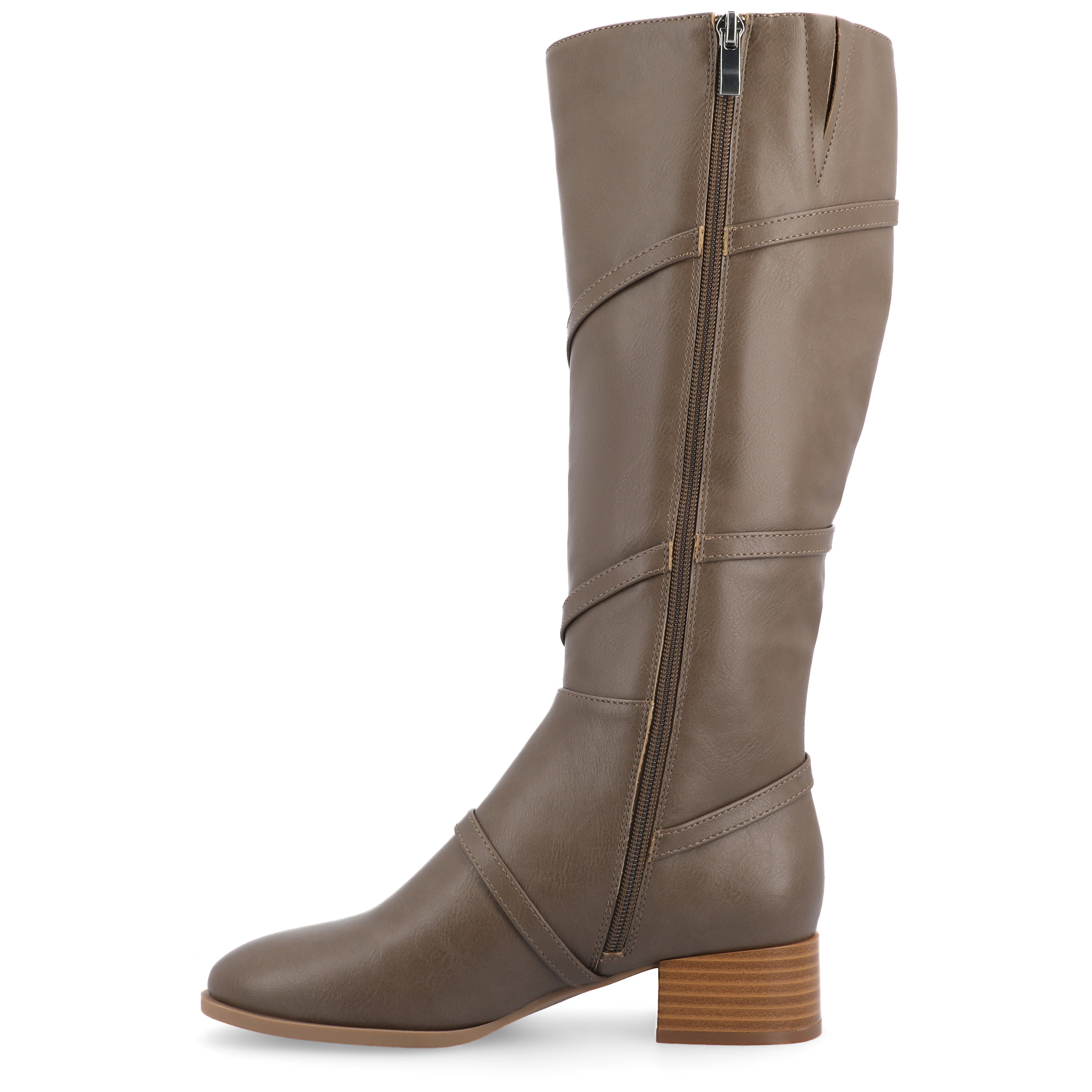 Journee Womens Elettra Stacked Block Heel Round Toe Boots