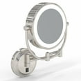 thumbnail image 3 of Aptations 9" LED Round Mirror - 1X & 5X Magnification | Switchable Cool & Warm Light | Hardwired LED Arm Wall Mirror | Makeup Mirror for Vanity, Bedroom, Bathroom | Energy Efficient (Polished Nickel), 3 of 8