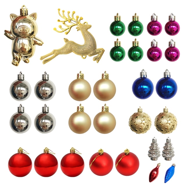 Naiovety Juego de adornos navideños de ABS, 30 Uds., conjunto de joyas de árbol para decoración festiva, decoraciones para árboles de Kits de decoración para fiestas vistoso