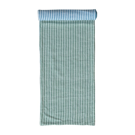 Creative Co-Op Woven Cotton Reversible Striped Table Runner, Blue, Green and Natural