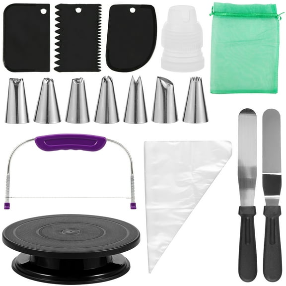 35Pcs Cake Decorating Kit for Cake Cupcake Decorations Sturdy Rotatable Cake Stand Decor Kit Anti Slip Stable Baking Decorating Supplies for Home Shop Use
