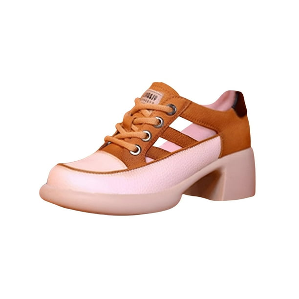 Sandalias de tacón para mujer, zapatillas de cuña de tacón alto, ligeras, informales, con cordones y bloque 36
