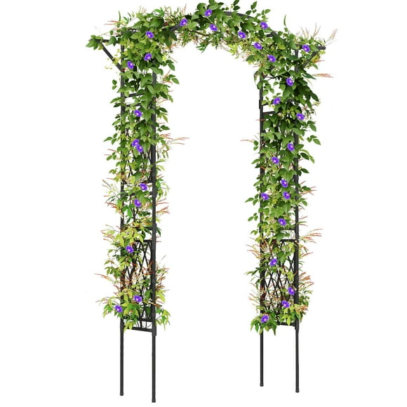 Costway Treillis d'Arche de Jardin de 83 Pouces pour Plantes Grimpantes avec Cadre Métallique Amélioré pour Fleurs