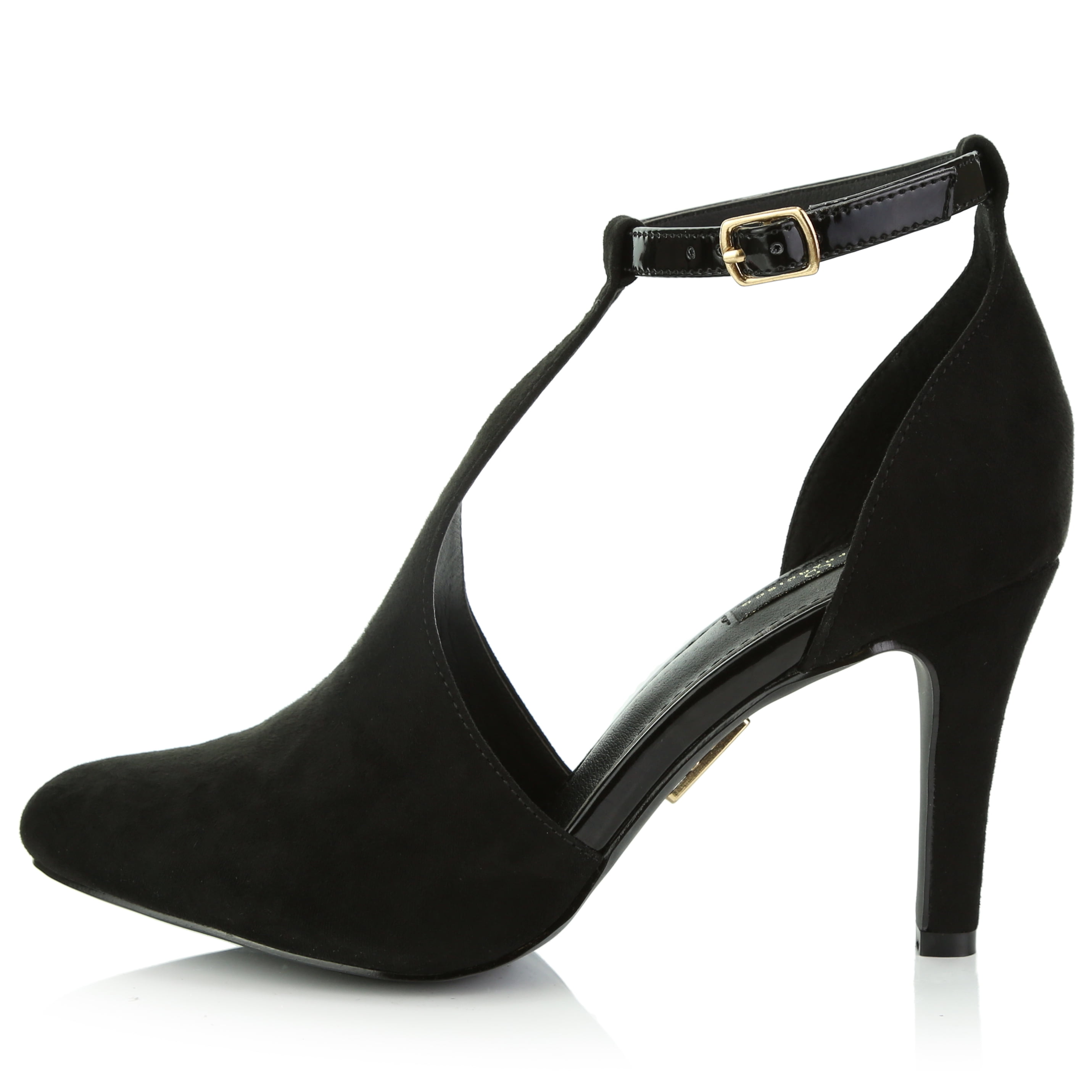 t strap closed toe heels