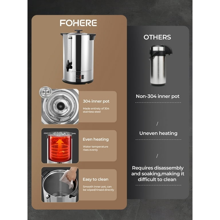 Coffee Maker 150 Cups Commercial, Coffee Urn 15 L/3.96 Gal Electric Hot Beverage Dispenser with Dripless Faucet, 1500w Power Quick Brew, Stays Hot for