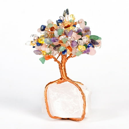 

Feildoo Clear Crystal Base + 7 Color Quartz Crystal Tree of Life Tree of Life Handmade Gemstone Tree for Positive Energy Tree Bonsai Artificial Tree Stone Tree Spiritual Gifts Home Décor