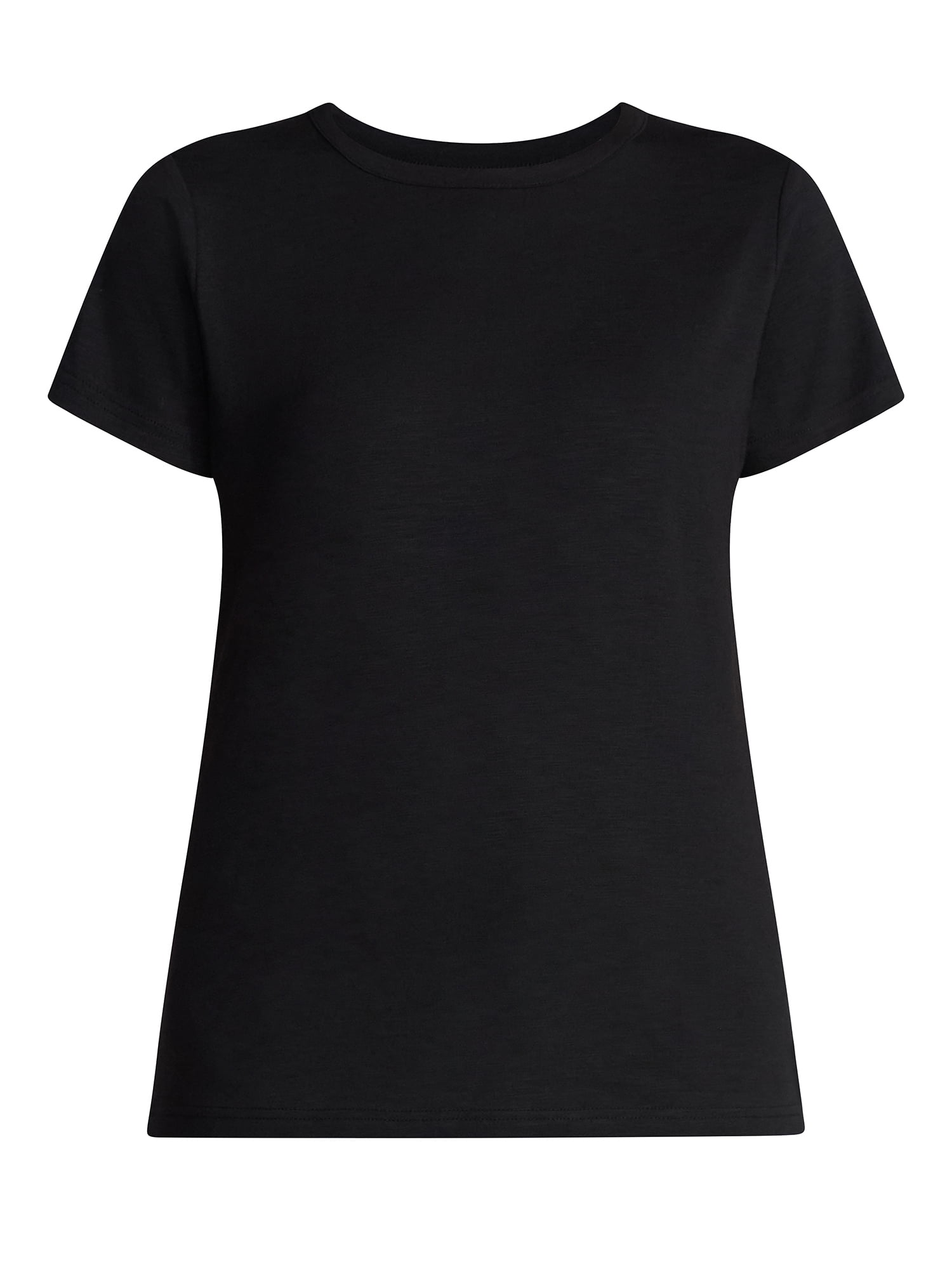 Time and Tru Women's Slub Crewneck Tee with Short Sleeves, Sizes 1X-4X