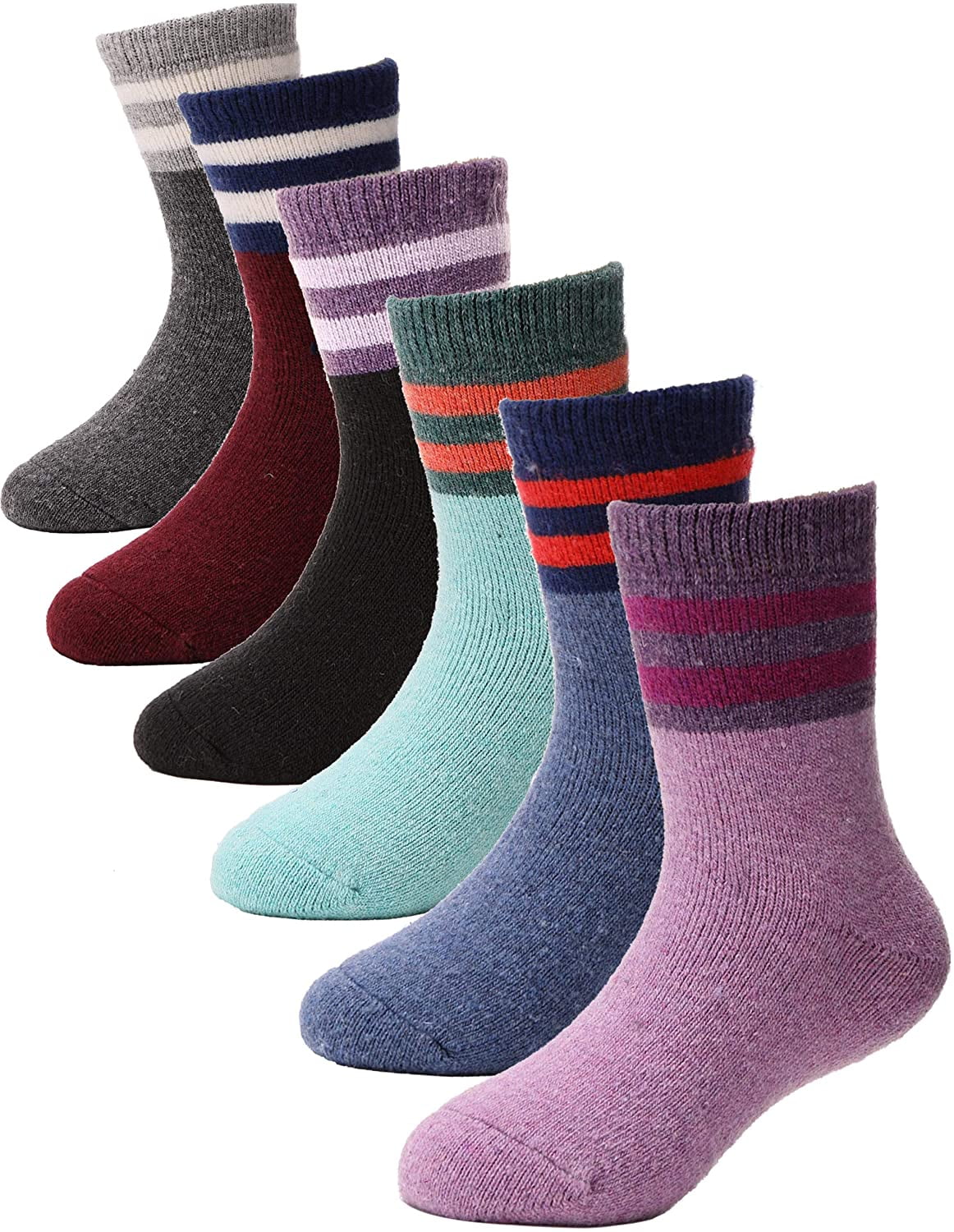 Kids Wool Socks 6 Pairs Toddlers Boys Girls Child Warm Winter Thermal Thick Boot Cabin Snow Socks 